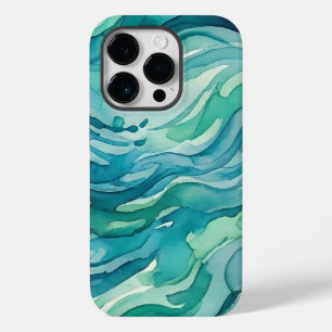 Teal Watercolor Ocean Waves Case-Mate iPhone 14 Pro Case