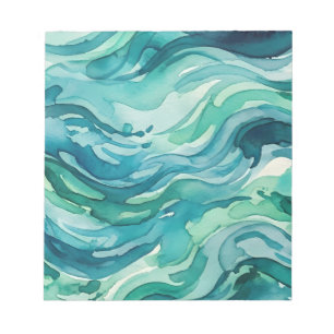 Teal Watercolor Ocean Waves Notepad