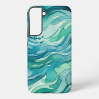 Teal Watercolor Ocean Waves