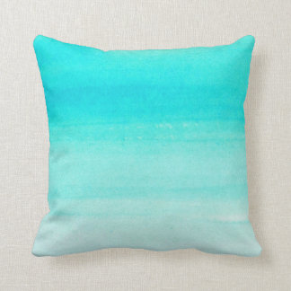 Teal Watercolor Ombre Throw Pillow