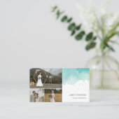 Teal Watercolor Photo Collage Photographer Business Card (Standing Front)