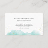 Teal Watercolor Photo Collage Photographer Business Card (Back)