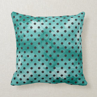 Teal Watercolor Polka Dot Pillow