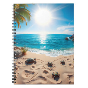 Teal Watercolor Sea Turtle Coastal Zen Notebook