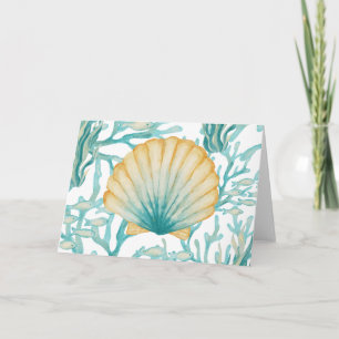 Teal Watercolor SeaShell Card