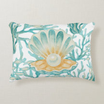 Teal Watercolor Shell Pearl