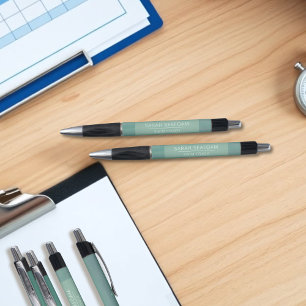 Teal Watercolor Waves Modern Swim Coach Pen