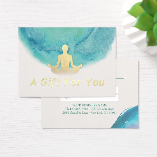 Teal Watercolor YOGA Instructor Gift Certificate