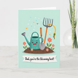 Teal Watering Can Fathers Day Card