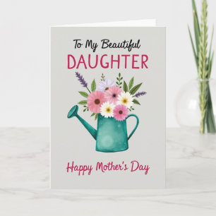 Teal Watering Can Floral Card