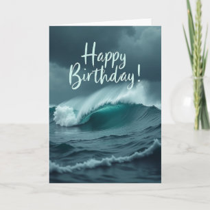 Teal Wave Birthday Card