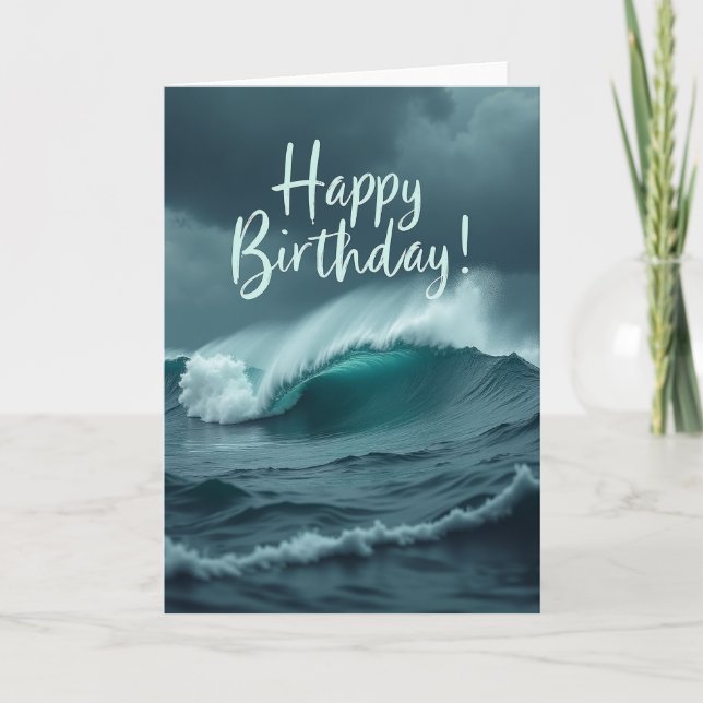 Teal Wave Birthday Card (Front)
