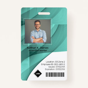 Teal Wave   Employee Photo ID Company Security ID Badge