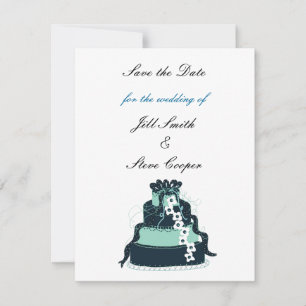 Teal Wedding Cake Save the Date