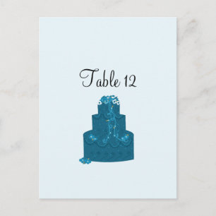 Teal Wedding Cake Table Seating Card