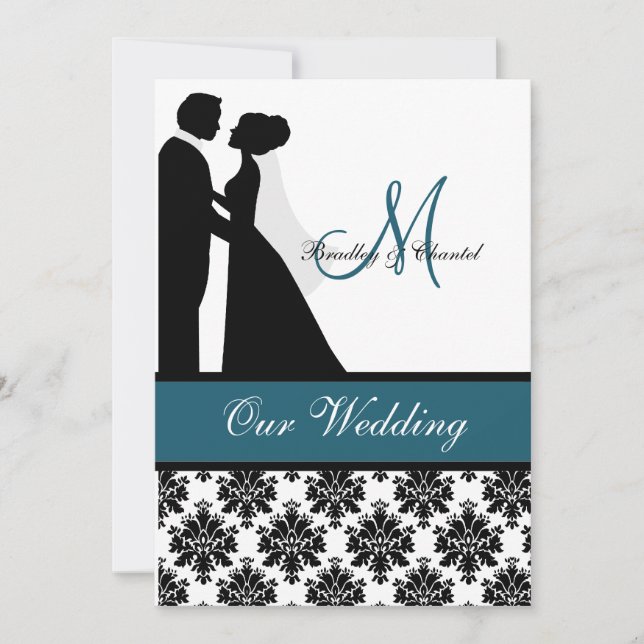 Teal Wedding Couple Wedding Invitation (Front)