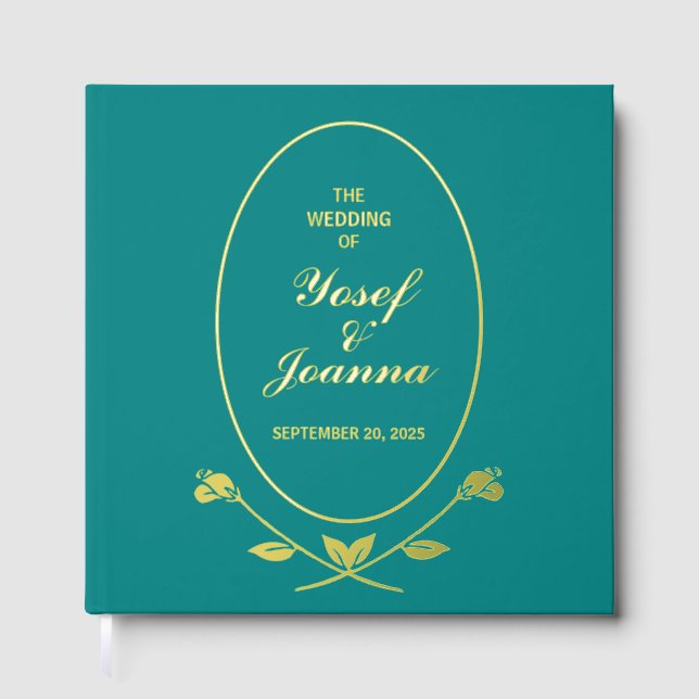 Teal Wedding Foil Guest Book (Front)
