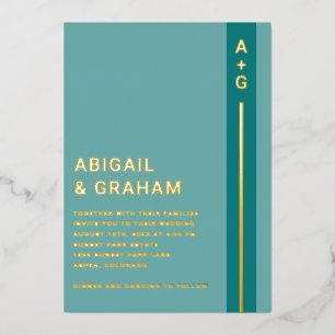 Teal Wedding Foil Invitation
