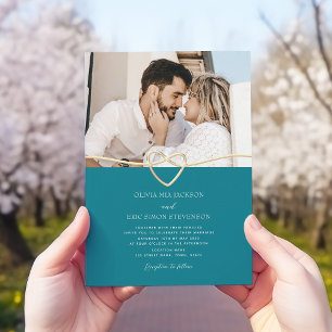 Teal Wedding Invitation with QR Code