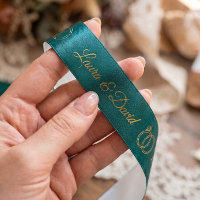 Teal Wedding Personalised Name Ribbon