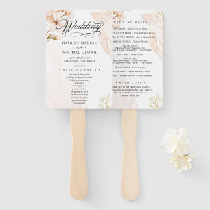 Teal Wedding Program Hand Fan