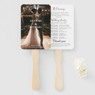 Teal Wedding Program Hand Fan