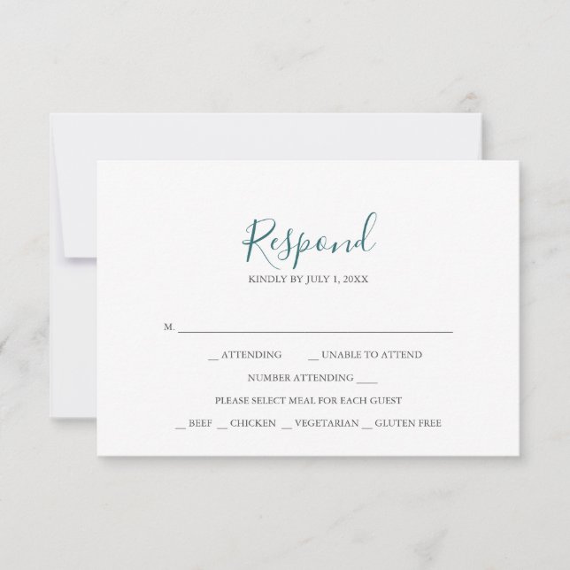 Teal Wedding RSVP Cards (Front)