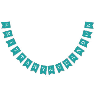 Teal Wedding Simple Bride and Groom Names Classic Bunting