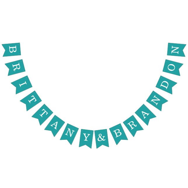 Teal Wedding Simple Bride and Groom Names Classic Bunting (All)