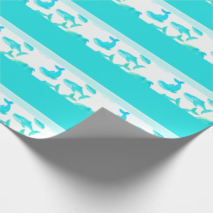 Teal Whale Ocean Sea Life Kids Wrapping Paper