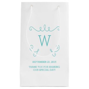 Teal Whimsical Flourish Monogram Gift Bag
