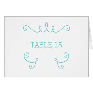 Teal Whimsical Flourish Table Number Card