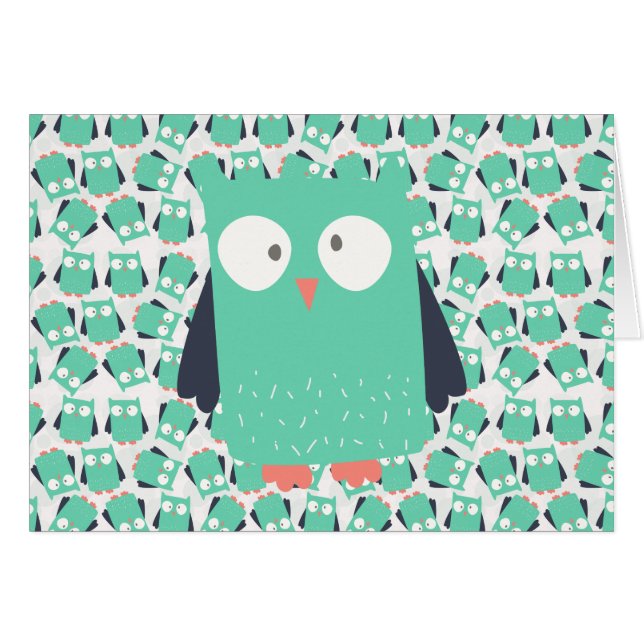 Teal Whimsical Owl (Front Horizontal)