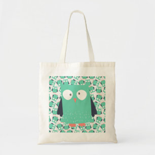 Teal Whimsical Owl Tote Bag