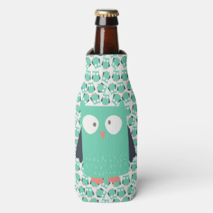 Teal Whimsical Owls Bottle Cooler