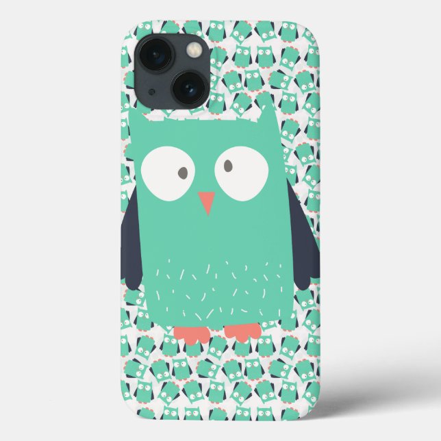 Teal Whimsical Owls Case-Mate iPhone Case (Back)