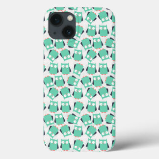 Teal Whimsical Owls iPhone 13 Case
