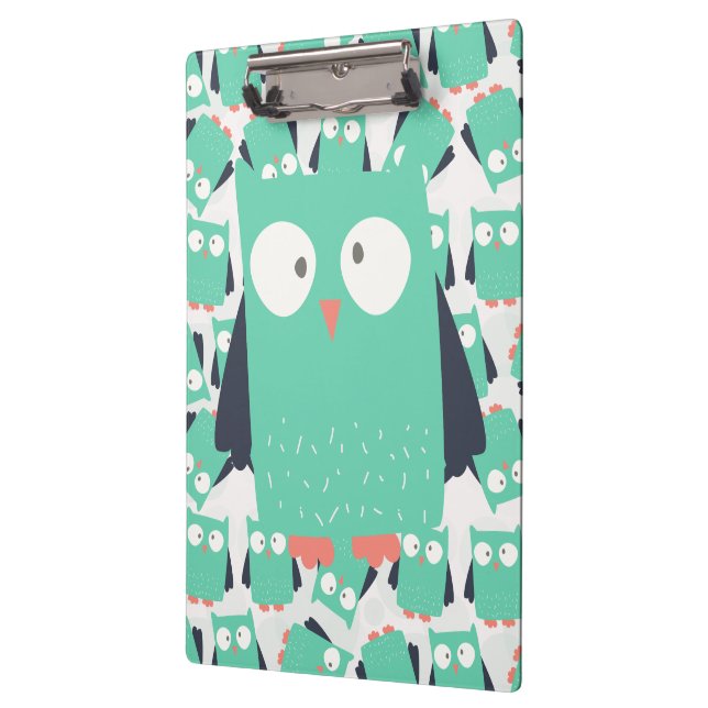 Teal Whimsical Owls Clipboard (Left)