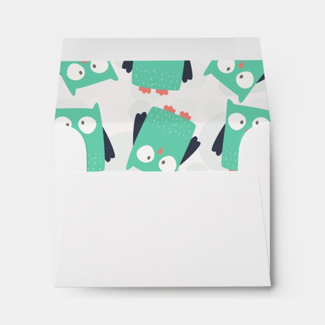 Teal Whimsical Owls Envelopes (Back (Bottom))
