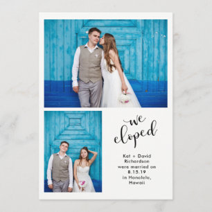 Teal Whimsy   Two Photo We Eloped Announcement