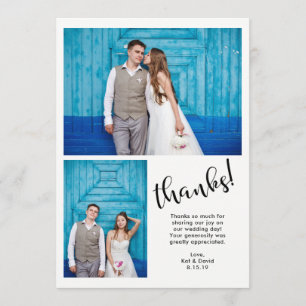 Teal Whimsy Two Photo Wedding Thank You Card