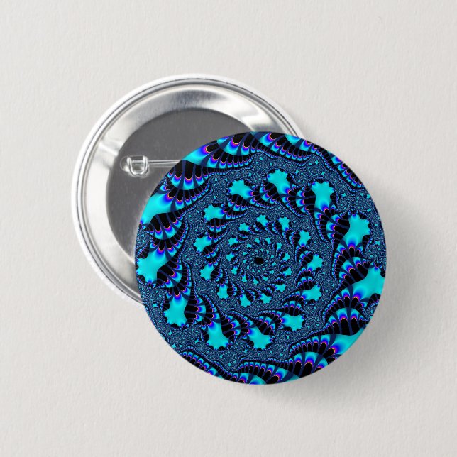 Teal Whirlpool Spiral 6 Cm Round Badge (Front & Back)