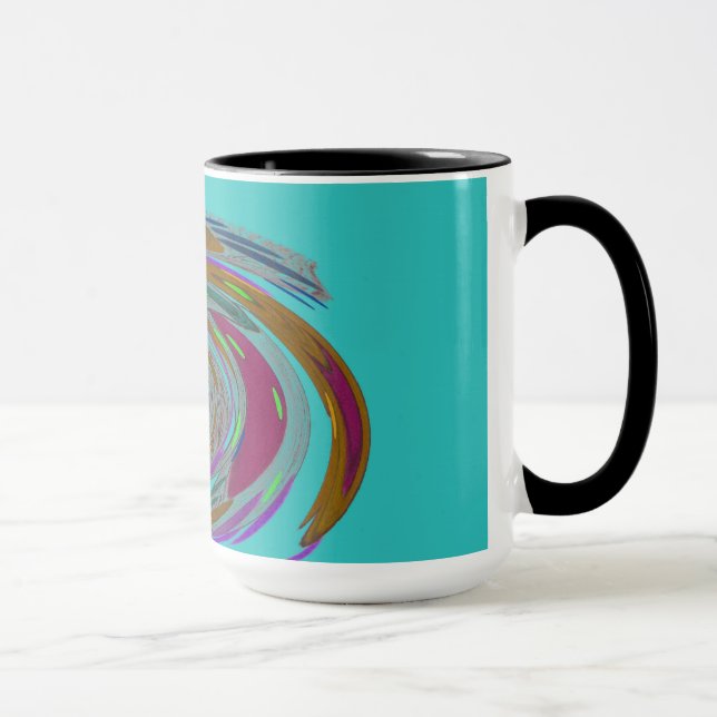 Teal Whirlwind Design Monogram Mug (Right)