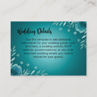 Teal Whisper Blooms Wedding Enclosure Card