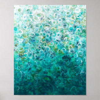 Teal White Abstract Ombre Painting 8x10 Print