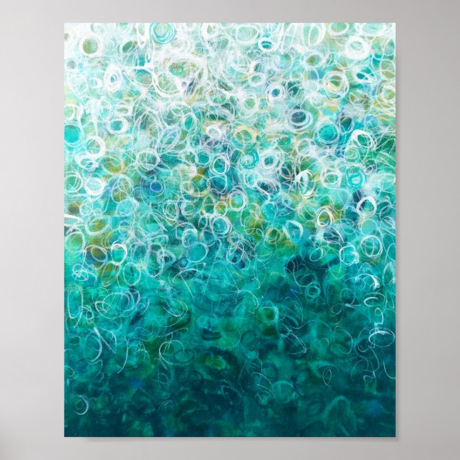 Teal White Abstract Ombre Painting 8x10 Print (Front)