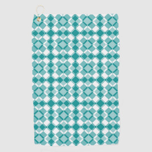 Teal White Abstract Pattern Golf Towel