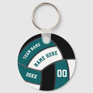 Teal, White and Black, Volleyball Keychains
