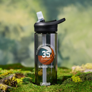 Teal white basketball team colours w jersey number water bottle