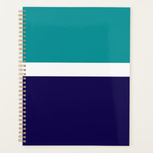 Teal White Blue Plain Colour Block Design Planner